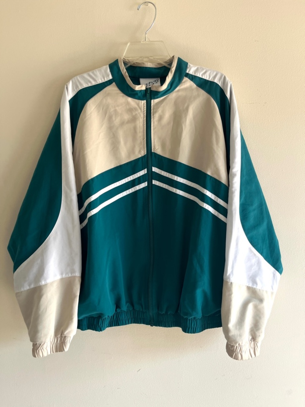 Vintage Green White Cream Windbreaker Jacket
